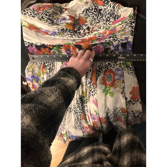 Vtg Ice 100% Silk Y2K Floral Animal Print Babydoll Strapless Dress Women Sz 10 - Picture 13 of 15